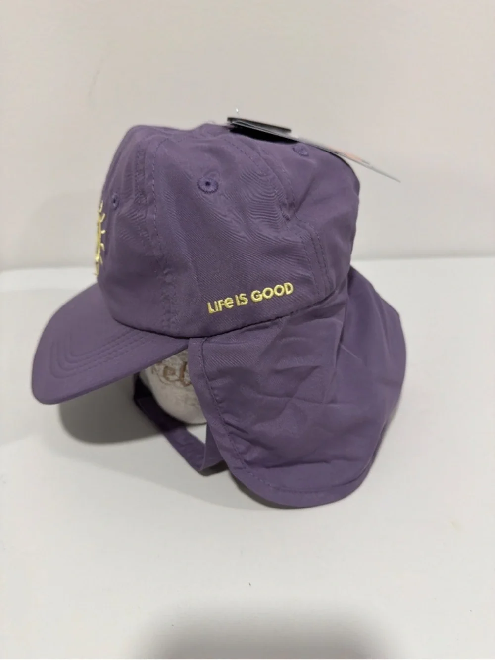 Life is Good UPF50 Purple Yellow Graphic Sun Cap Protective Neck